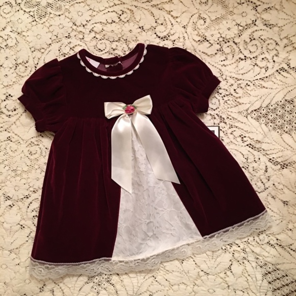 Expressions Vintage Velvet Dress Lace 18 MO